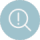 A magnifying glass with a exclamation point